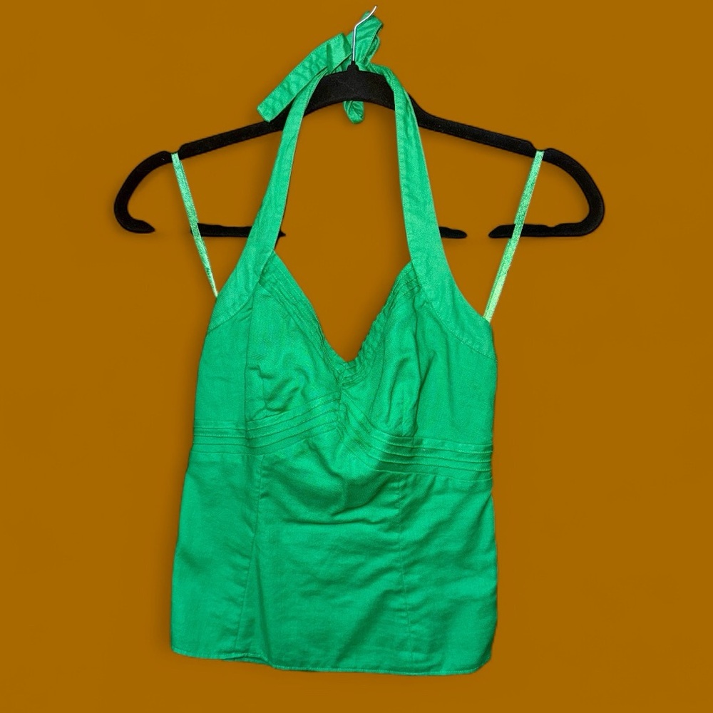 EUC Ann Taylor Vibrant Green Halter Top